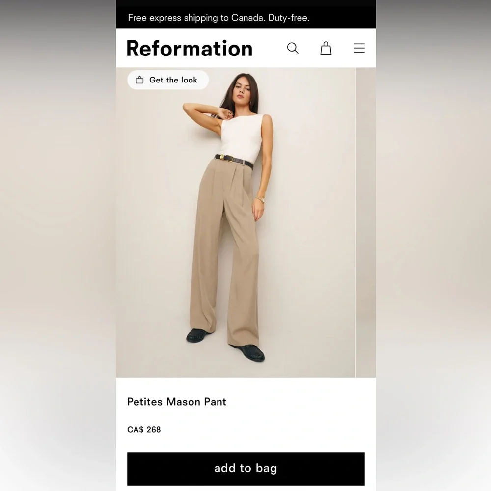 Reformation - Mason Pant in Khaki (size: 8P) NWT - Picture 1 of 14